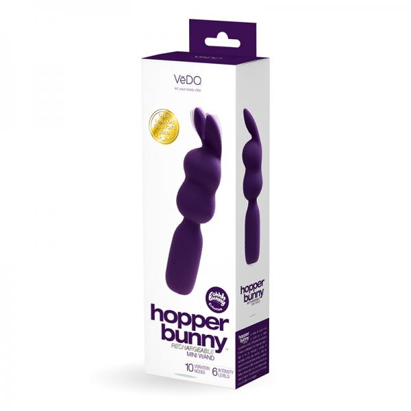Vedo Hopper Bunny Rechargeable Silicone Mini Wand Vibrator Purple Sex Toy Product