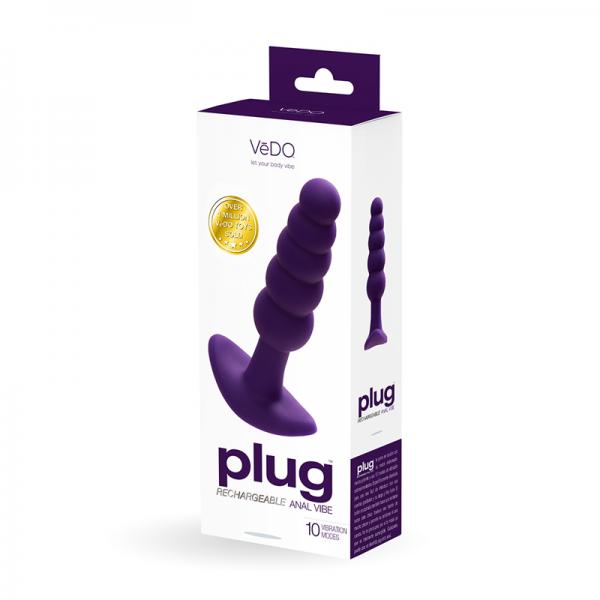 Vedo Plug Rechargeable Silicone Vibrating Anal Plug Purple Sex Toy Product