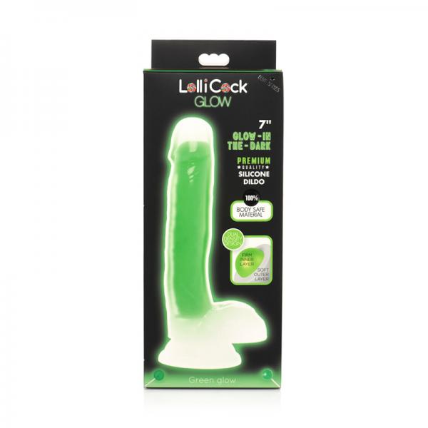 Lollicock Glow-in-the-dark 7 In. Silicone Dildo With Balls Green Sex Toy Product