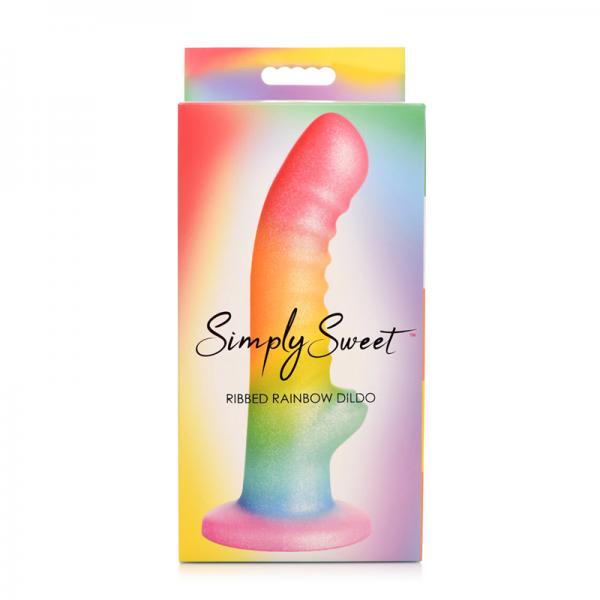 Simply Sweet Ribbed 6.5 In. Silicone Dildo Rainbow Sex Toy Product