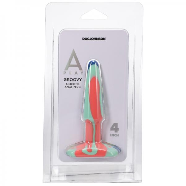A-play Groovy 4 In. Silicone Anal Plug Sunrise Sex Toy Product