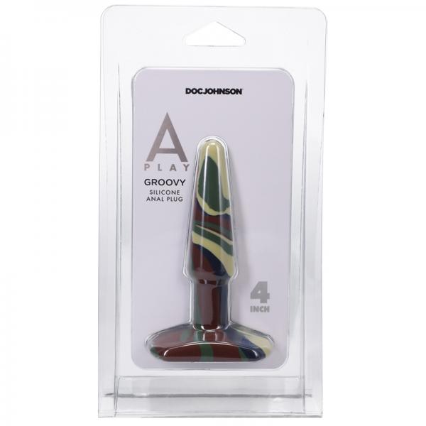 A-play Groovy 4 In. Silicone Anal Plug Camouflage Sex Toy Product