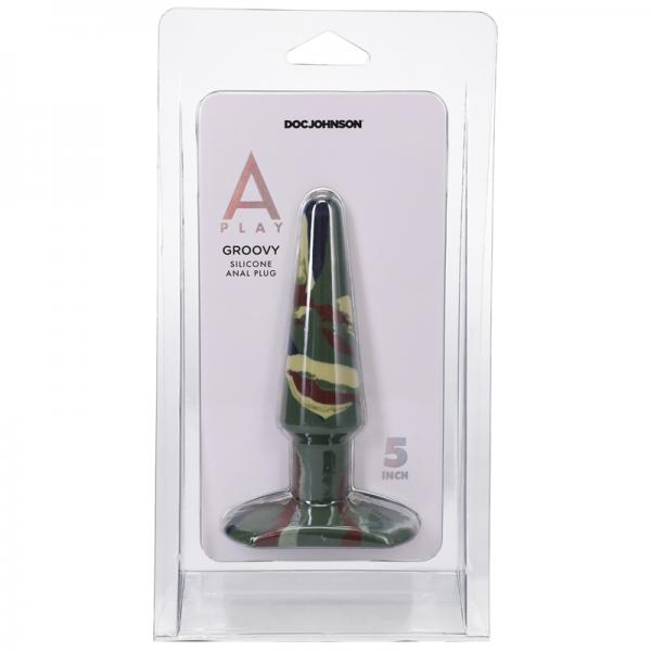 A-play Groovy 5 In. Silicone Anal Plug Camouflage Sex Toy Product