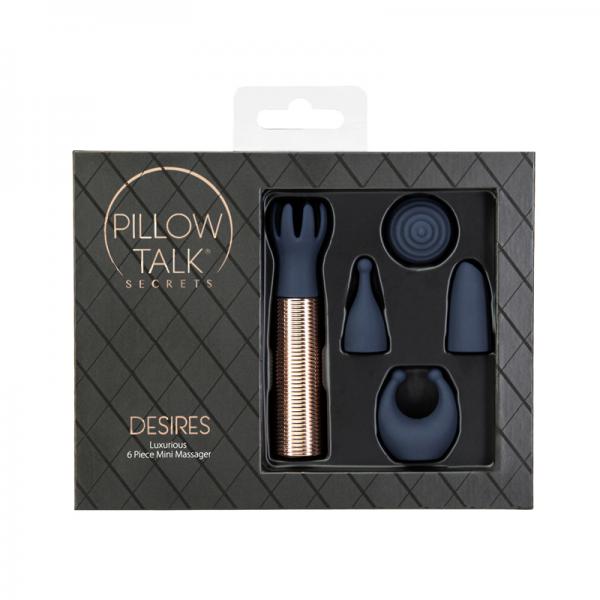 Pillow Talk Secrets Desires 6-piece Silicone Mini Massager Set Navy Sex Toy Product