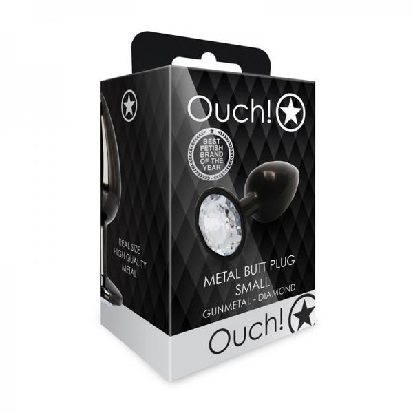 Shots Ouch! Round Gem Butt Plug Small Gunmetal/diamond Sex Toy Product