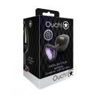 Shots Ouch! Heart Gem Butt Plug Medium Gunmetal/amethyst Sex Toy Product