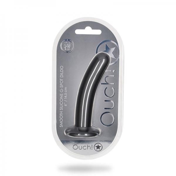 Shots Ouch! Smooth Silicone 6 In. G-spot Dildo Gunmetal Sex Toy Product