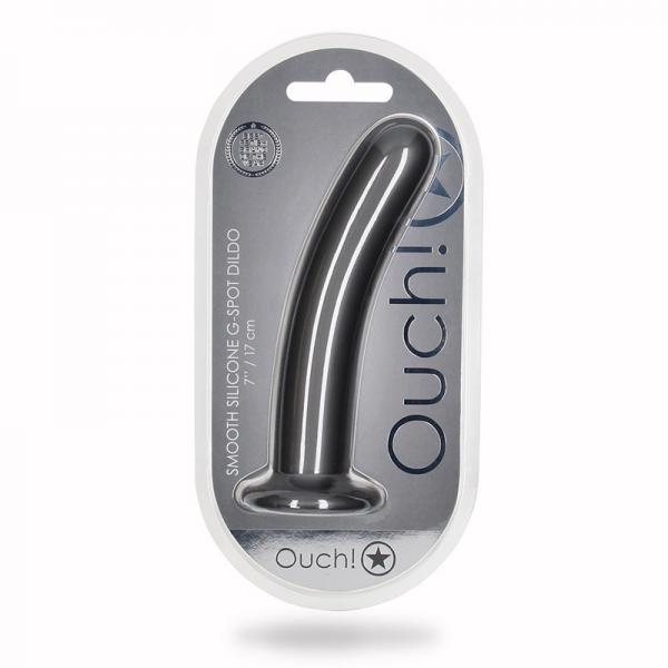 Shots Ouch! Smooth Silicone 7 In. G-spot Dildo Gunmetal Sex Toy Product