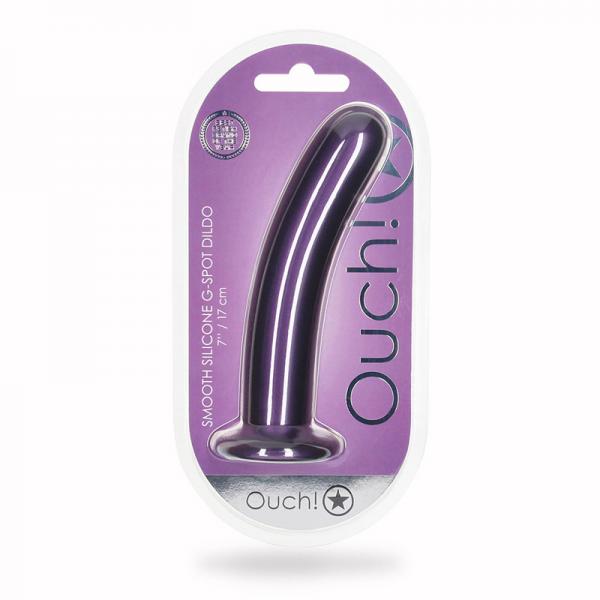 Shots Ouch! Smooth Silicone 7 In. G-spot Dildo Metallic Purple Sex Toy Product