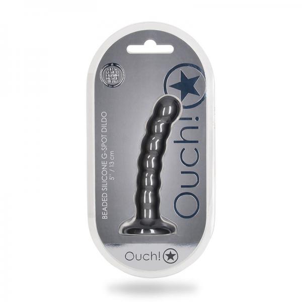 Shots Ouch! Beaded Silicone 5 In. G-spot Dildo Gunmetal Sex Toy Product