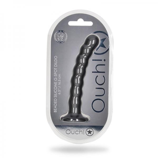 Shots Ouch! Beaded Silicone 6.5 In. G-spot Dildo Gunmetal Sex Toy Product
