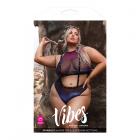 Fantasy Lingerie Vibes Stardust Iridescent Halter Top & Suspender Bottoms With Uv Reactive Star Prin Sex Toy Product