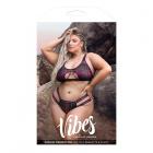 Fantasy Lingerie Vibes F*ckin' Perfection Plaid Mesh Cut Out Bralette & Panty Black Queen Size Sex Toy Product