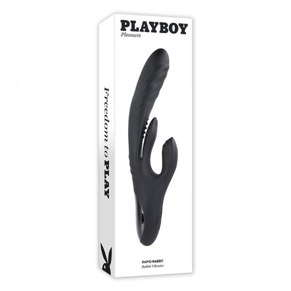 Playboy Rapid Rabbit Rechargeable Silicone Dual Stimulation Vibrator Black Sex Toy Product