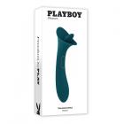 Playboy True Indulgence Rechargeable Dual Ended Silicone Flicking Vibrator Deep Teal Sex Toy Product