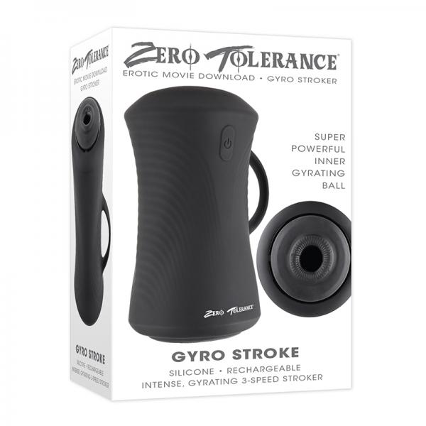 Zero Tolerance Gyro Stroke Rechargeable Gyrating Silicone Stroker Black Sex Toy Product