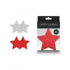 Pretty Pasties Glitter Stars Red/silver 2 Pair Sex Toy Product