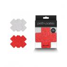 Pretty Pasties Glitter Cross Red/silver 2 Pair Sex Toy Product