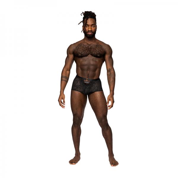 Male Power Rude Awakening Cheeky Cutout Short Black L Sex Toy Product