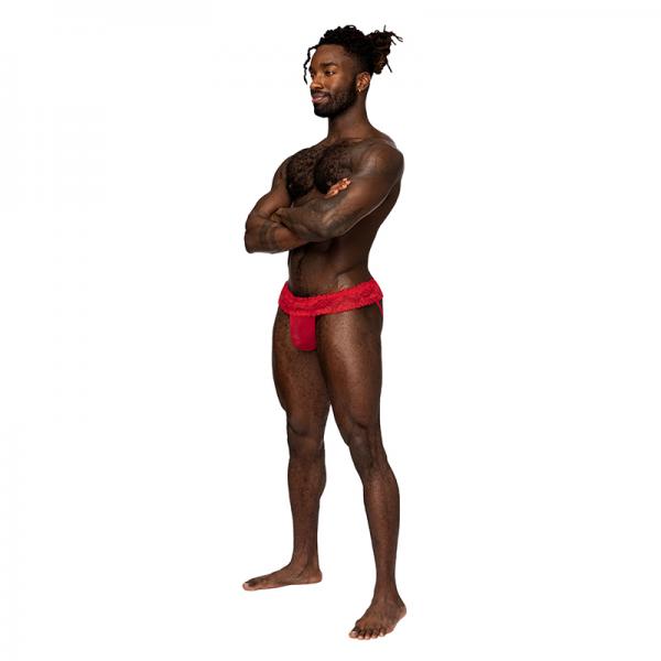 Male Power Sassy Lace Skirt Jock Red L/xl Sex Toy Product