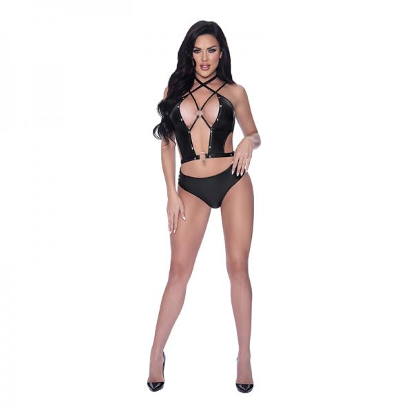 Lust Fetish Delia Strappy Bustier & Tanga Panty Black S/m Sex Toy Product