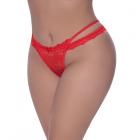 Magic Silk Ooh La Lace Cross Strap Split Crotch Tanga Red Queen Size Sex Toy Product