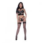 Magic Silk Hard Candy Demi Bra, Harness & Garter Panty Black S/m Sex Toy Product
