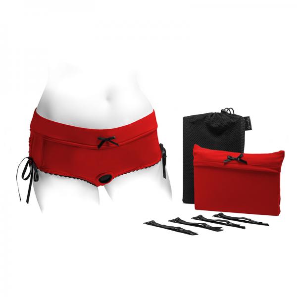 Spareparts Sasha Cinch Booty Short Harness Red/black Size 4xl Sex Toy Product
