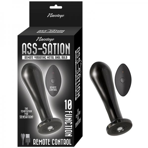 Nasstoys Ass-sation Remote Vibrating Metal Anal Bulb Black Sex Toy Product