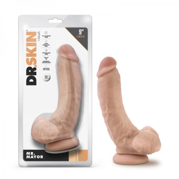 Dr. Skin Mr. Mayor 9 In. Dildo With Balls Beige Sex Toy Product