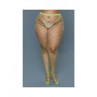 Bewicked Oversized Fishnet Pantyhose Neon Green Queen Size Sex Toy Product
