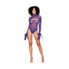 Dreamgirl Metallic Fishnet Seamless Teddy And Matching Shrug Restraint Violet O/s Sex Toy Product