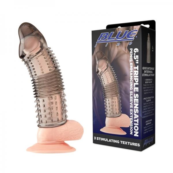 Blue Line 6.5 In. Triple Sensation Penis Enhancing Sleeve Extension Sex Toy Product