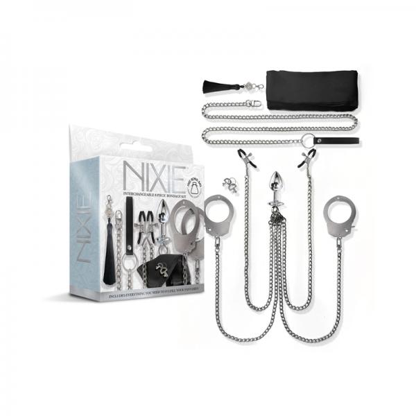 Nixie Metal Bondage 8-piece Kit Silver Sex Toy Product