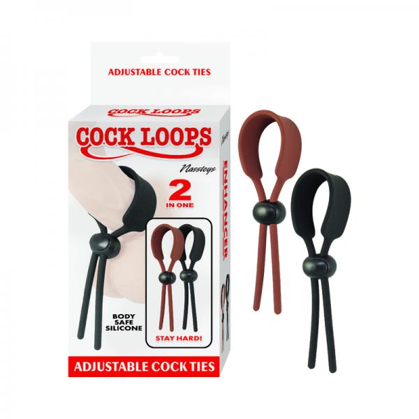 Cock Loops Adjustable Cock Ties Brown & Black Sex Toy Product