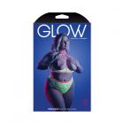 Fantasy Lingerie Glow Persuasive Contrast Elastic Open Cup Lace Cage Bra & Panty Neon Green Queen Si Sex Toy Product