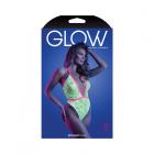 Fantasy Lingerie Glow Spotlight Contrast Elastic Lace Teddy With Snap Closure Neon Green S/m Sex Toy Product