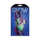 Fantasy Lingerie Glow Spotlight Contrast Elastic Lace Teddy With Snap Closure Neon Green Queen Size Sex Toy Product