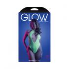 Fantasy Lingerie Glow Nocturnal Keyhole Halter Tie Teddy With Snap Closure Neon Lemon L/xl Sex Toy Product