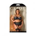 Fantasy Lingerie Curve Cassidy Cage Bra, Garter Belt & Panty Black 3xl/4xl Sex Toy Product