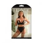 Fantasy Lingerie Tease Blaire Pearl Split Cup Bralette, Garter Belt & Crotchless Pearl G-string Blac Sex Toy Product
