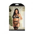 Fantasy Lingerie Tease Avori Strappy Harness Bra, Garter Belt & Panty Black S/m Sex Toy Product