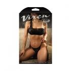 Fantasy Lingerie Vixen Do Not Disturb Pearl Bralette & Crotchless Pearl Thong Black L/xl Sex Toy Product