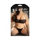 Fantasy Lingerie Vixen Do Not Disturb Pearl Bralette & Crotchless Pearl Thong Black Queen Size Sex Toy Product