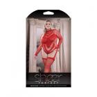 Fantasy Lingerie Sheer Infatuation Open Back Longsleeve Teddy Bodystocking Red Queen Size Sex Toy Product