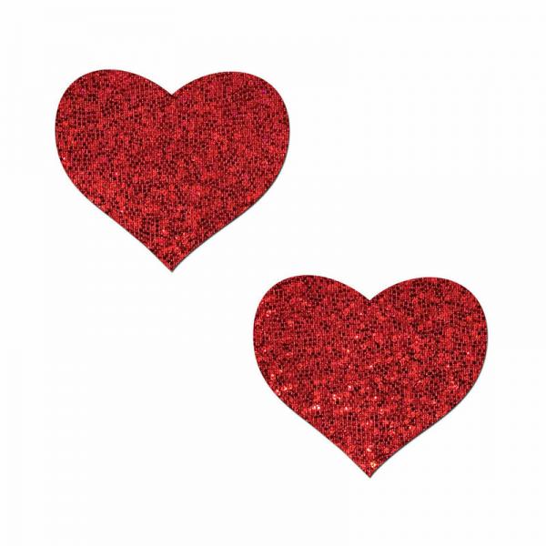 Pastease Glitter Heart Pasties Red Sex Toy Product