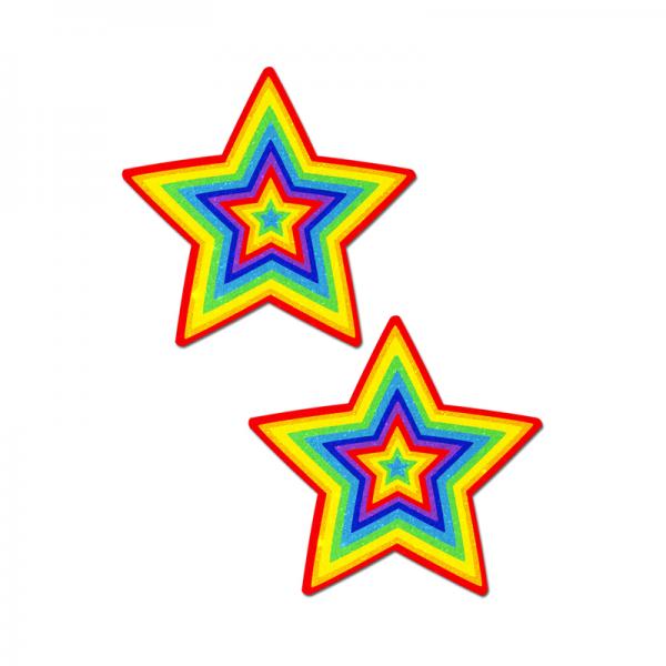 Pastease Glitter Pumping Star Pasties Rainbow Sex Toy Product