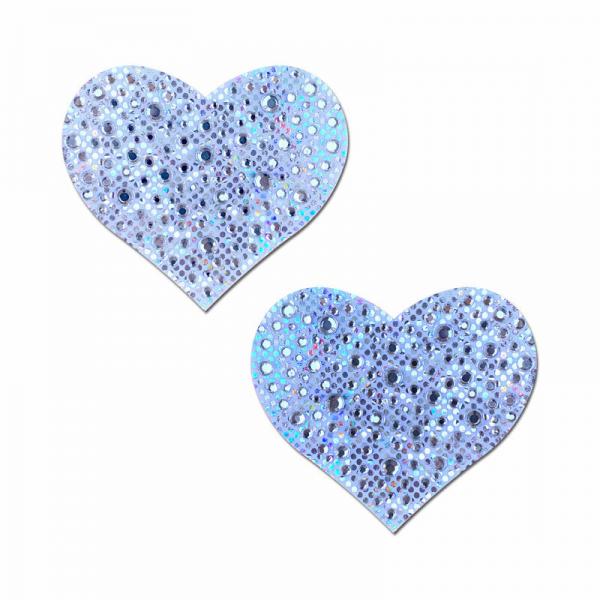 Pastease Crystal Sparkling Heart Pasties Silver Sex Toy Product