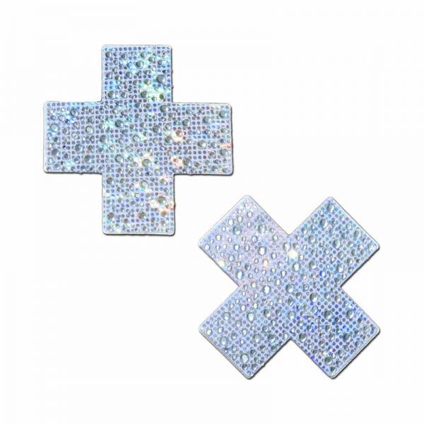 Pastease Crystal Sparkling Crosses Pasties Silver Sex Toy Product