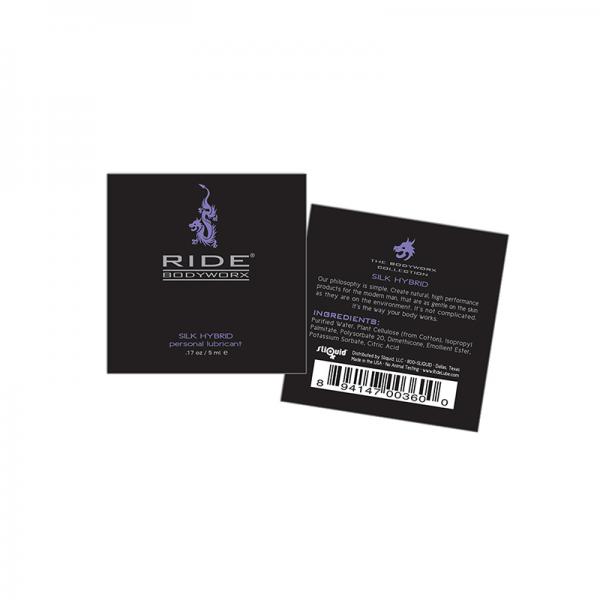 Ride Bodyworx Silk Hybrid Lubricant 0.17 Oz. Pillow Packs (200 Per Bag) Sex Toy Product